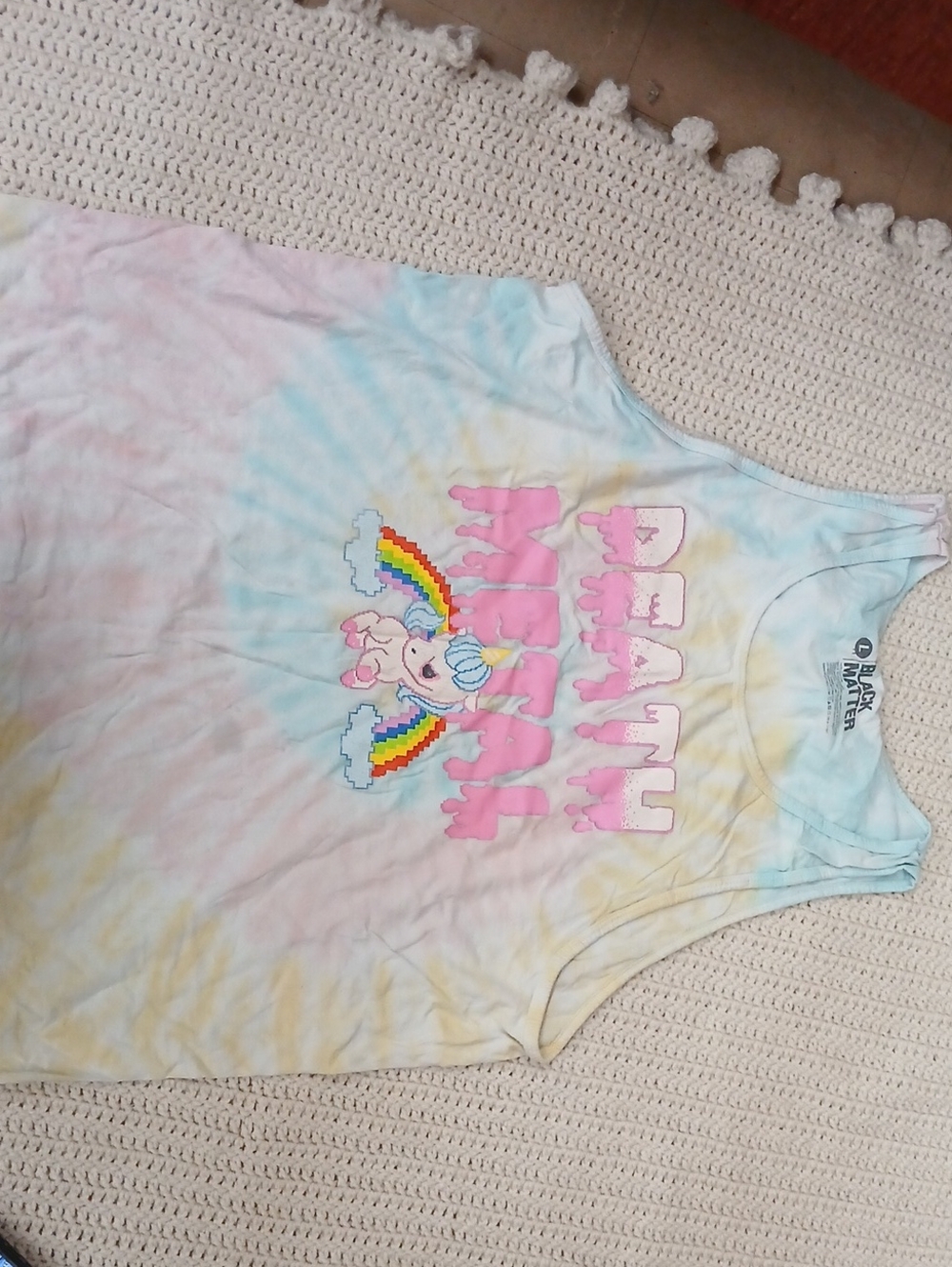 Black Matter Kids Pastel Tie-Dye Unicorn Tank Top with Rainbow Graphic